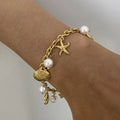 Ocean Theme Stainless Steel Chain Bracelet with Seashell and Starfish Pendants | | Wiccan Center