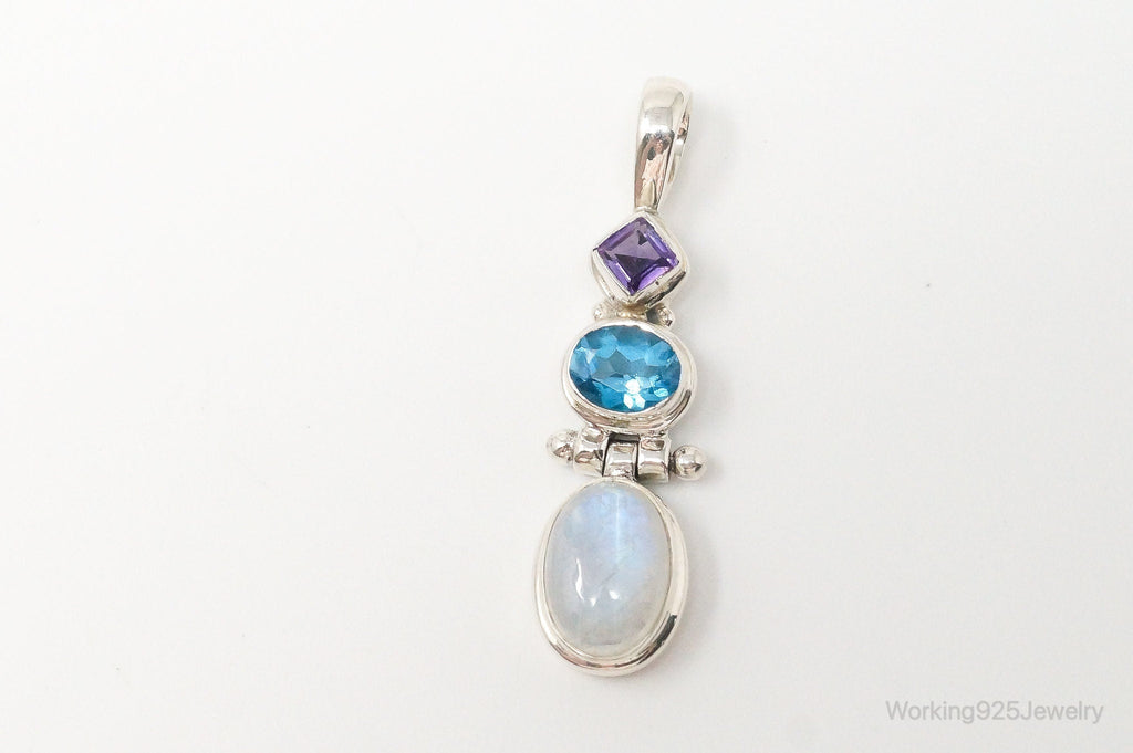 Large Vintage Blue Topaz Amethyst Moonstone Sterling Silver Pendant | Jewelry > Necklaces > Pendants | Wiccan Center