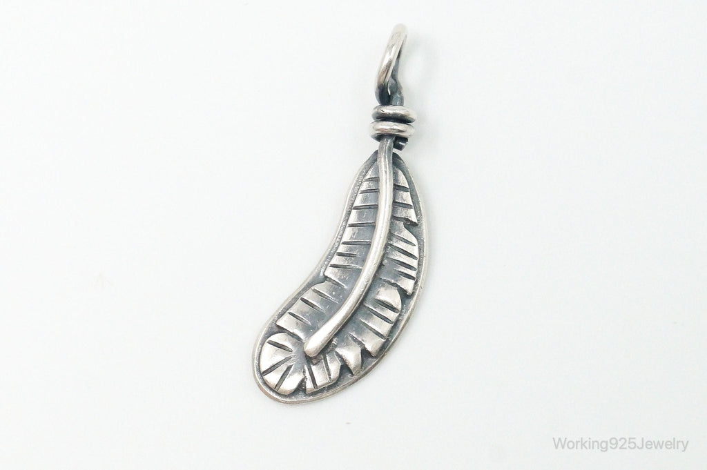 Vintage Native American Unsigned Feather Sterling Silver Necklace Pendant | Jewelry > Necklaces > Pendants | Wiccan Center