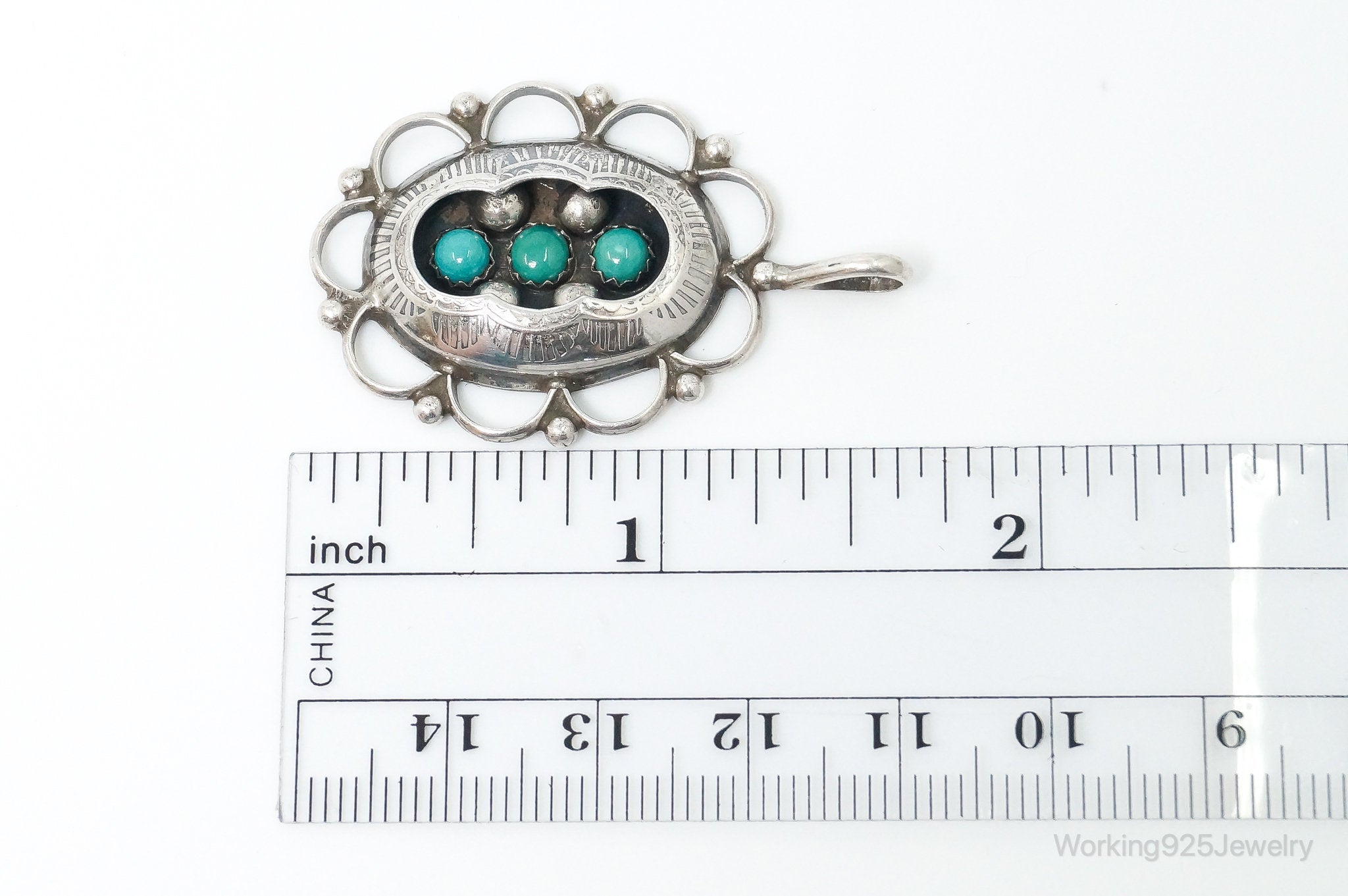 Vintage Native American Unsigned Turquoise Sterling Silver Pendant | Jewelry > Necklaces > Pendants | Wiccan Center