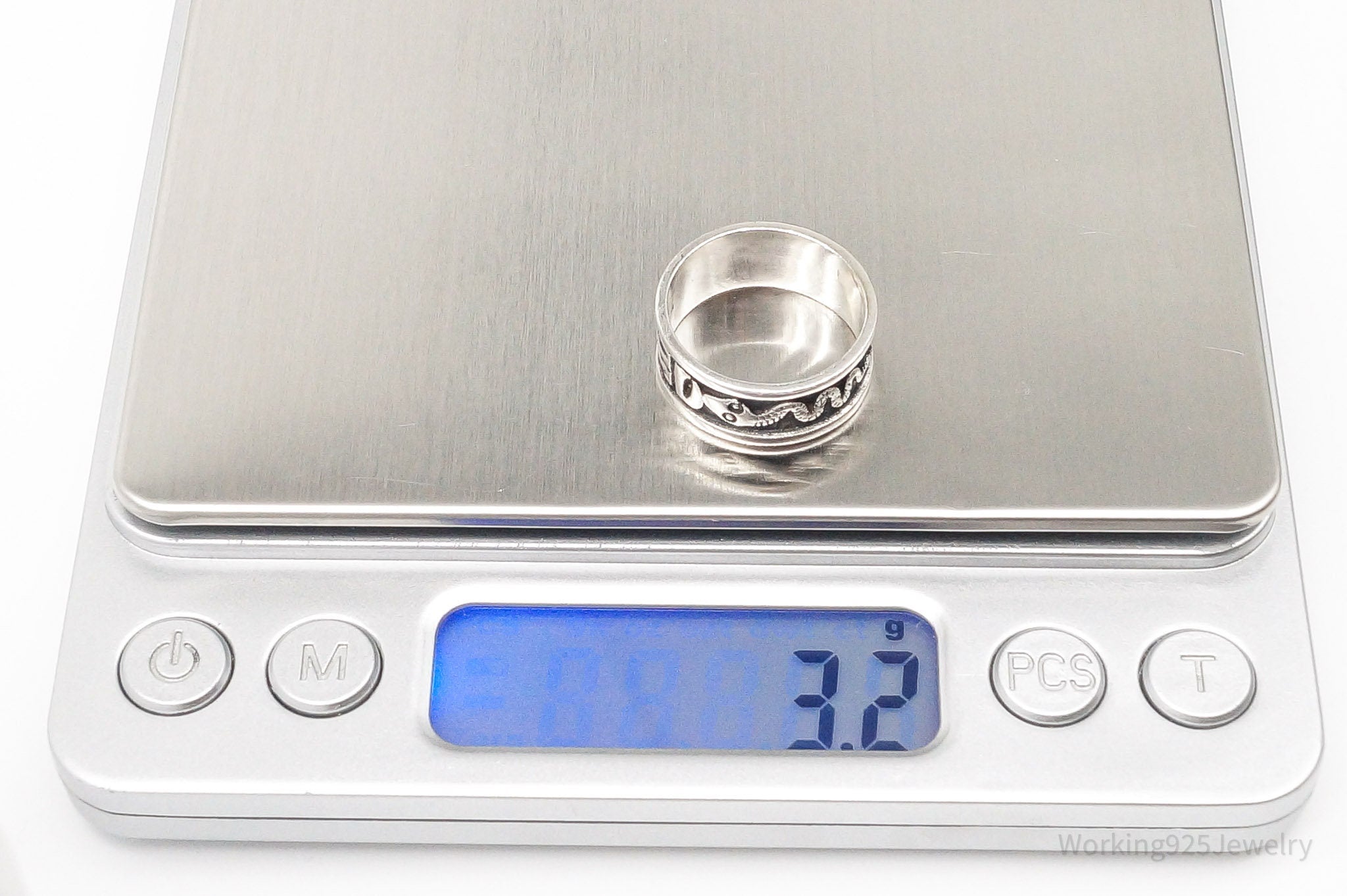 Vintage Tribal Symbols 950 Silver Band Ring - Size 6 | Jewelry > Rings | Wiccan Center