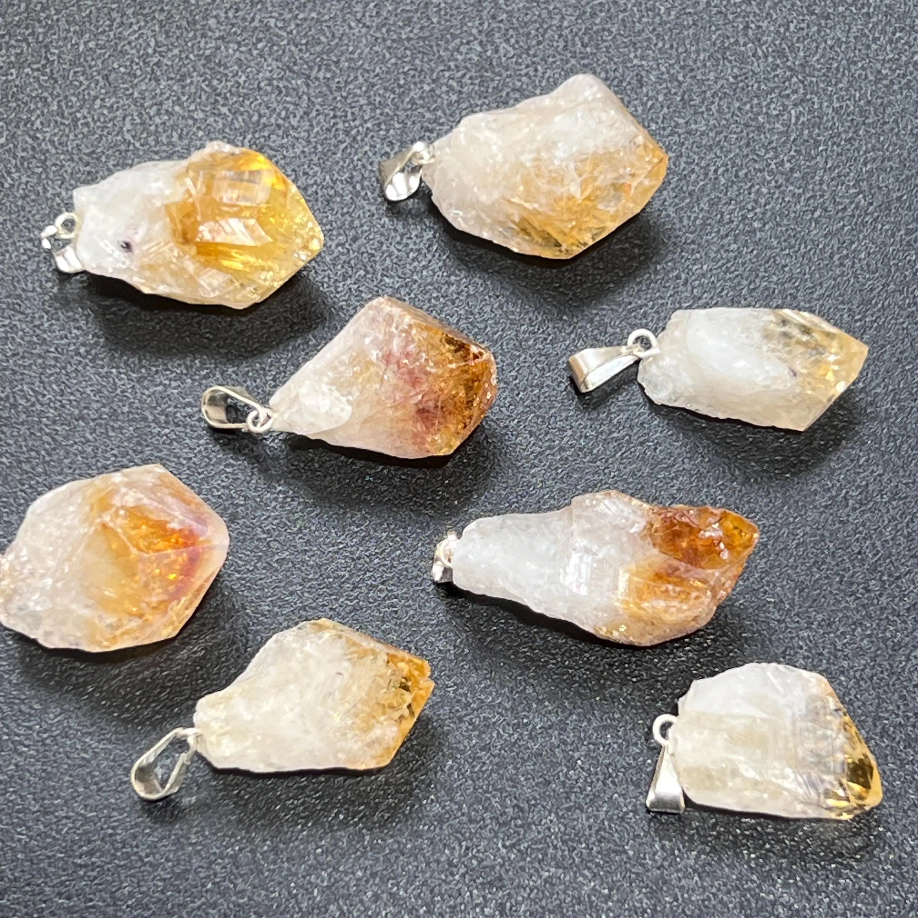 Raw Citrine Crystal Point Pendant (Silver Bail) Gemstone Jewelry Necklace Supply | Craft Supplies & Tools > Beads, Gems & Cabochons > Charms & Pendants > Charms | Wiccan Center