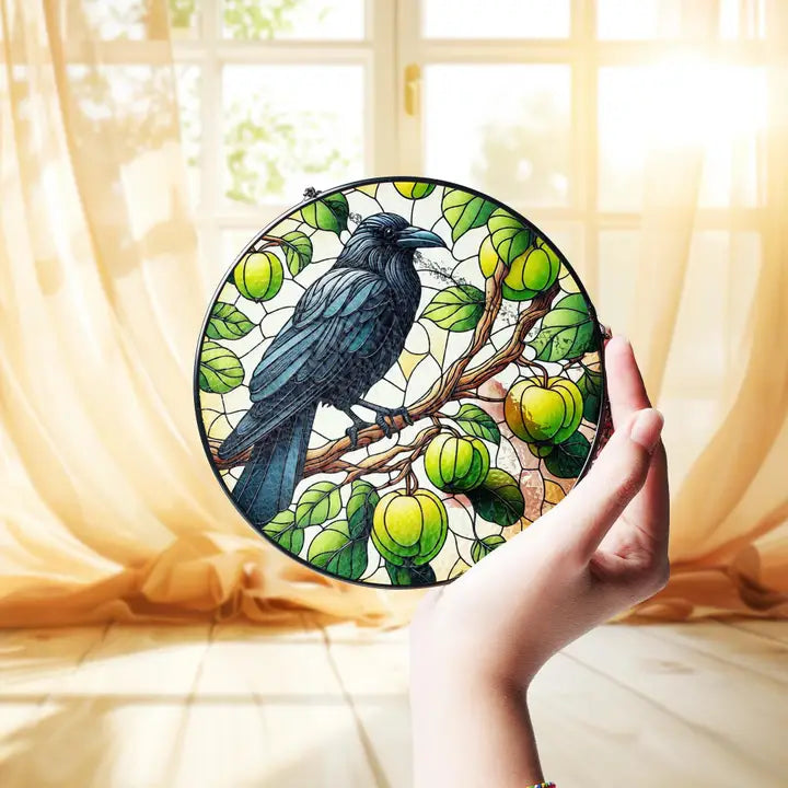 Green Raven Suncatcher | Gifts | Wiccan Center