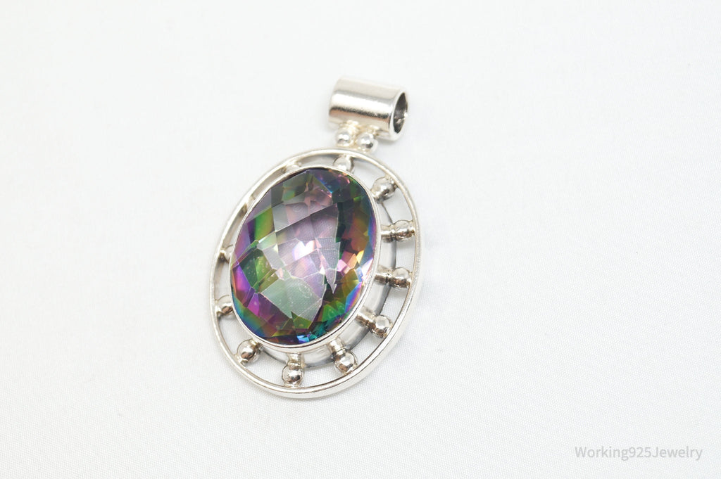 Vintage Large Mystic Topaz Sterling Silver Necklace Pendant | Jewelry > Necklaces > Pendants | Wiccan Center