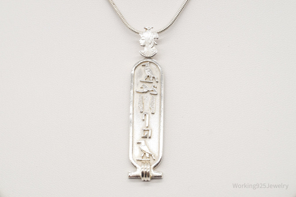 Vintage Large Egyptian Cartouche Sterling Silver Necklace | Jewelry > Necklaces > Pendants | Wiccan Center