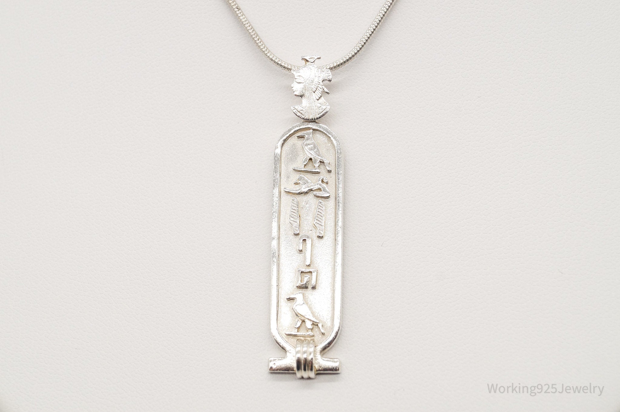 Vintage Large Egyptian Cartouche Sterling Silver Necklace | Jewelry > Necklaces > Pendants | Wiccan Center