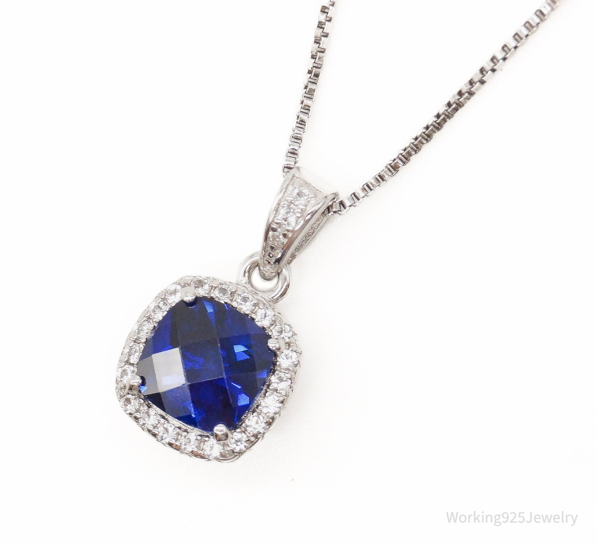 Blue Lab Sapphire Cubic Zirconia Sterling Silver Necklace | Jewelry > Necklaces > Pendants | Wiccan Center