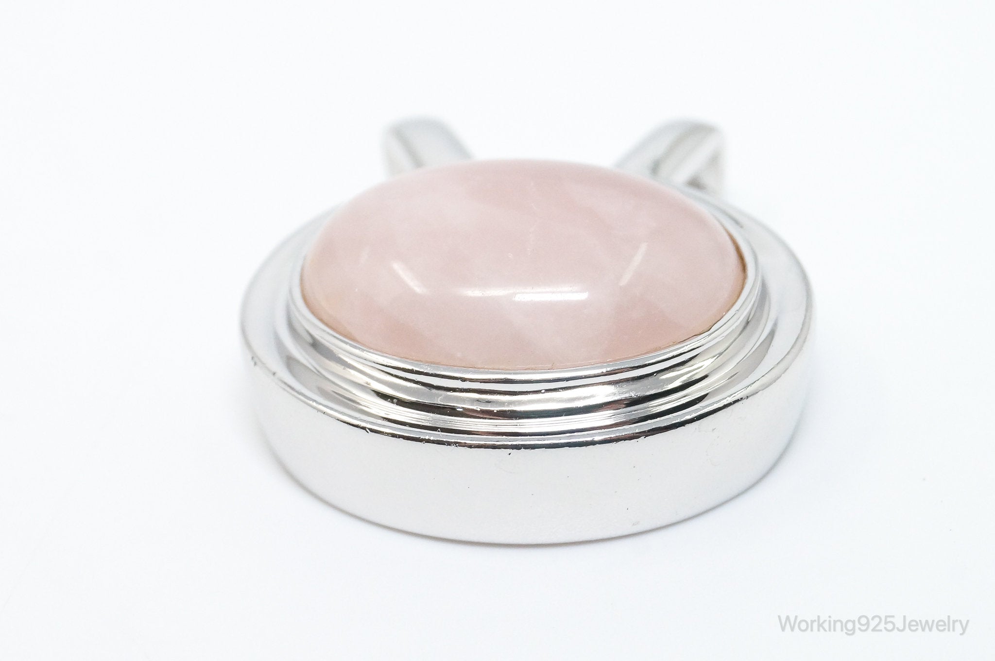 Large Vintage Designer Rose Quartz Sterling Silver Necklace Pendant | Jewelry > Necklaces > Pendants | Wiccan Center