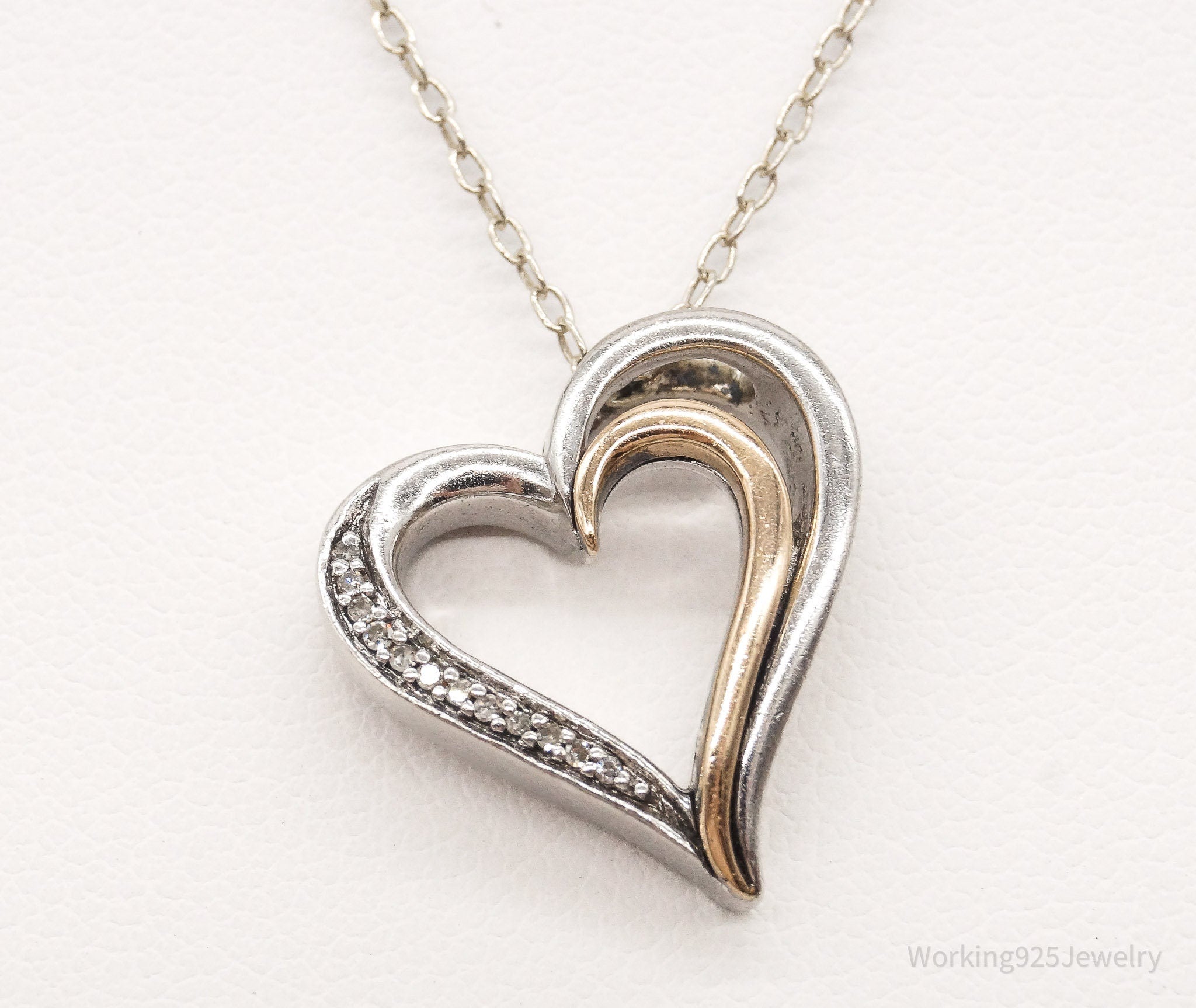 Vintage Designer JWBR Diamond Heart 10K Gold Sterling Silver Chain Necklace | Jewelry > Necklaces > Pendants | Wiccan Center