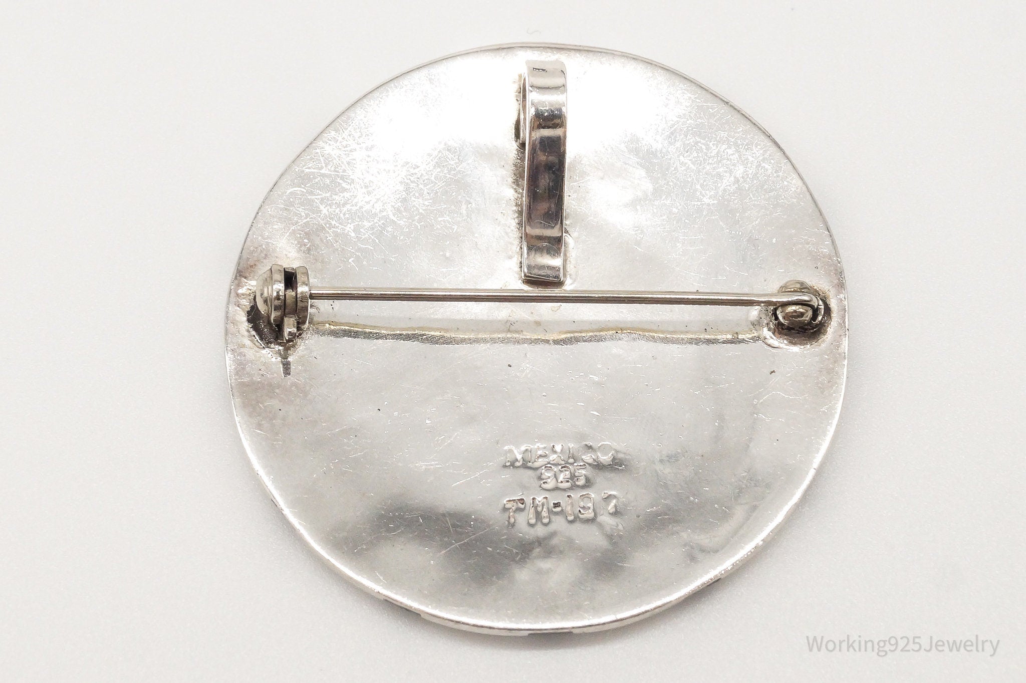 Vintage Mexico Handmade Sodalite Inlay Aztec Sterling Silver Pendant Pin | Jewelry > Necklaces > Pendants | Wiccan Center
