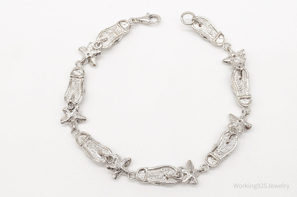 Vintage Cubic Zirconia Sandals & Flowers Sterling Silver Bracelet | Jewelry > Bracelets | Wiccan Center
