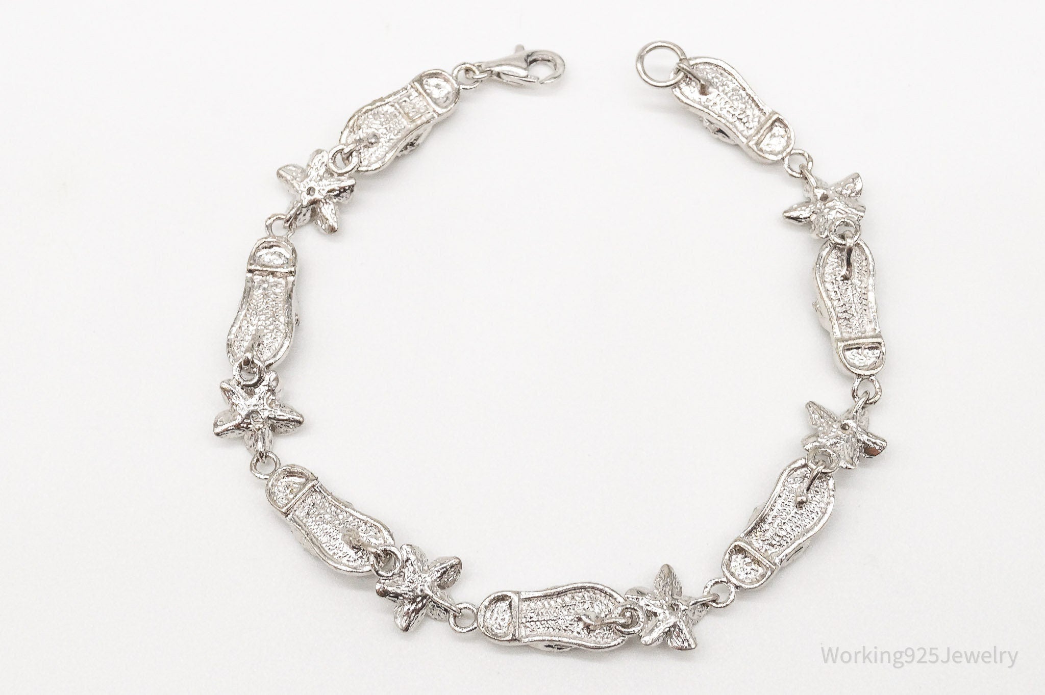 Vintage Cubic Zirconia Sandals & Flowers Sterling Silver Bracelet | Jewelry > Bracelets | Wiccan Center
