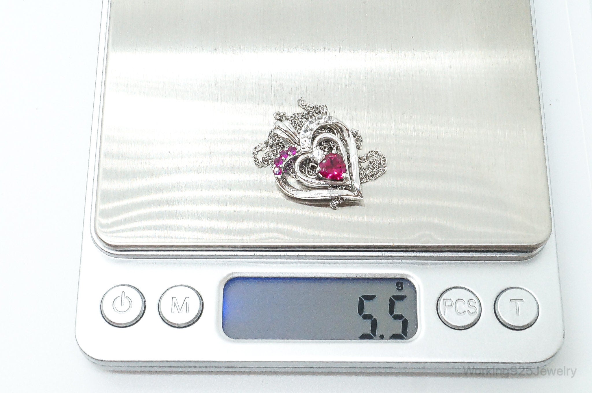 Designer Ruby Cubic Zirconia Heart Sterling Silver Necklace | Jewelry > Necklaces > Pendants | Wiccan Center