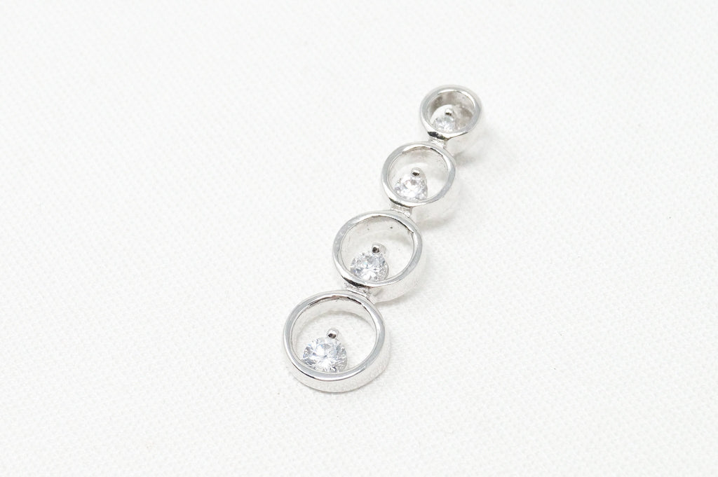 Vintage Art Deco Cubic Zirconia Circles Bubbles Sterling Silver Necklace Pendant | Jewelry > Necklaces > Pendants | Wiccan Center