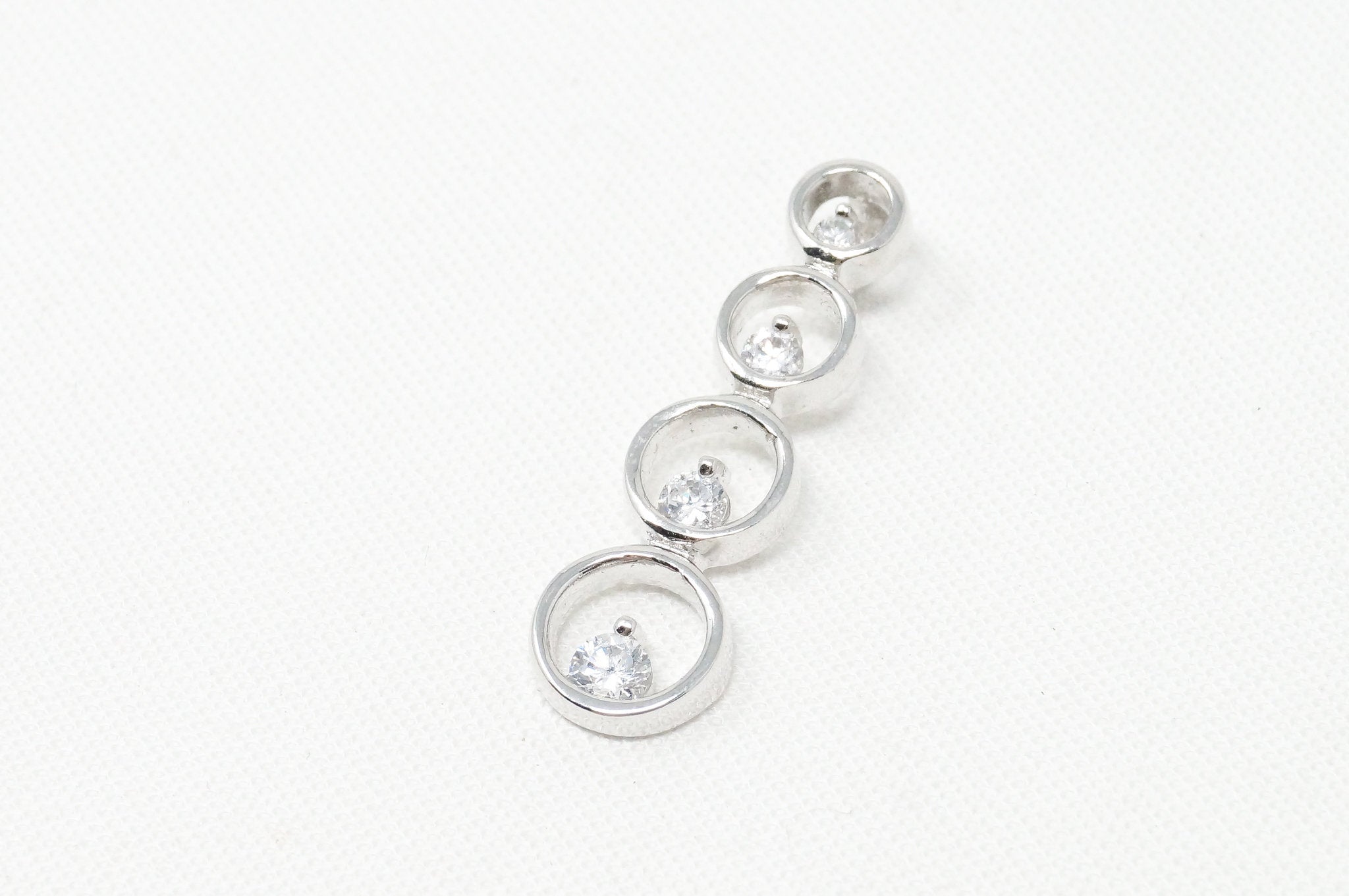 Vintage Art Deco Cubic Zirconia Circles Bubbles Sterling Silver Necklace Pendant | Jewelry > Necklaces > Pendants | Wiccan Center