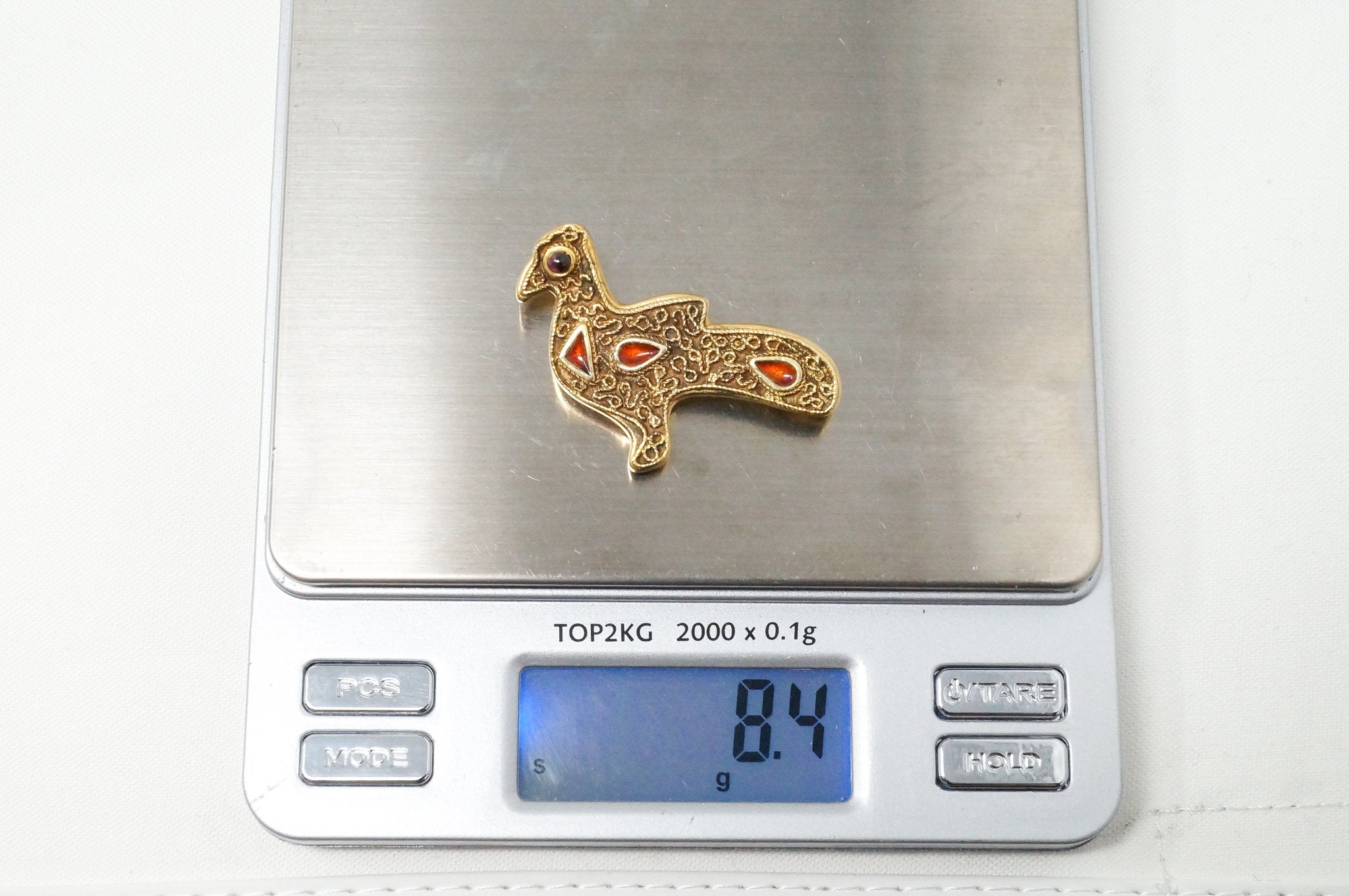 Vitg Designer MMA WAG Gold Wash Bird Enamel Amethyst Sterling Silver Brooch Pin | Jewelry > Necklaces > Pendants | Wiccan Center