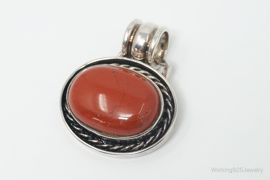 Vintage Large Designer DBJ Red Jasper Sterling Silver Necklace Pendant | Jewelry > Necklaces > Pendants | Wiccan Center