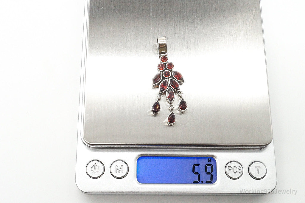 Vintage Garnet Bali Style Sterling Silver Dangle Pendant | Jewelry > Necklaces > Pendants | Wiccan Center