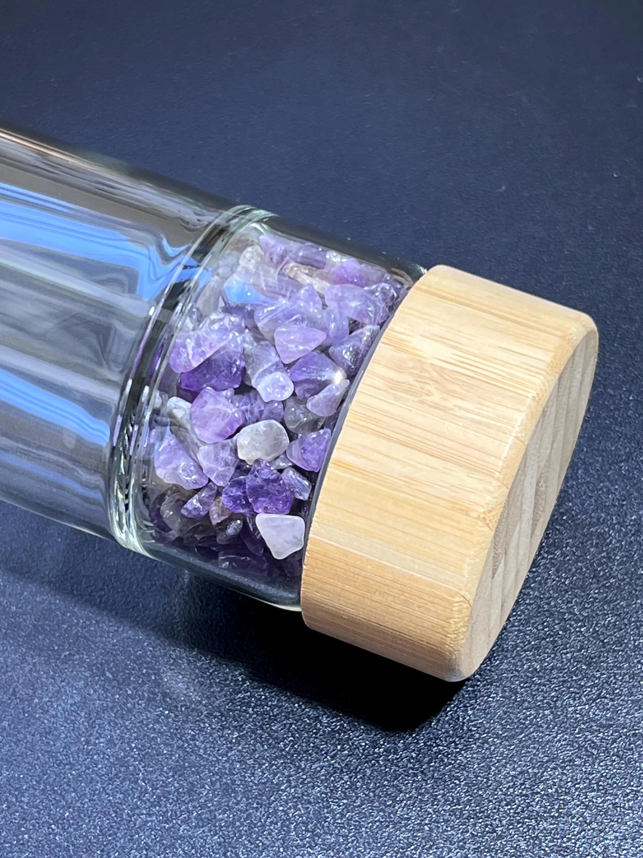 Crystal Infused Glass Water Bottle (Interchangeable Base) Gemstone Infuser | Home & Living > Kitchen & Dining > Drink & Barware > Drinkware > Water Bottles | Wiccan Center