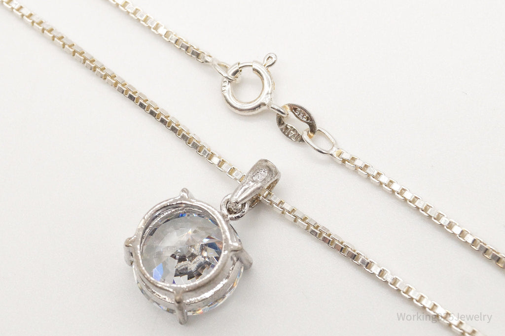 Vintage Large Cubic Zirconia Sterling Silver Necklace | Jewelry > Necklaces > Pendants | Wiccan Center