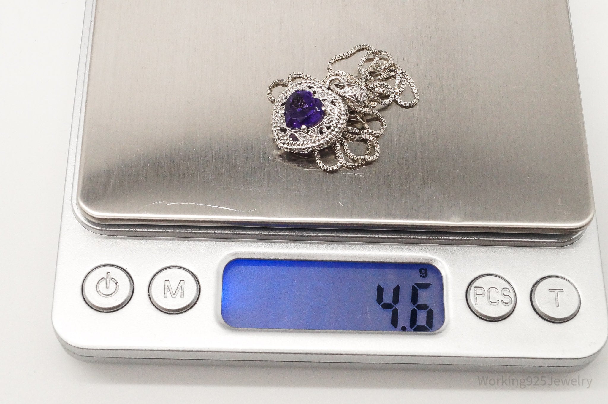 Vintage Amethyst Cubic Zirconia Heart Sterling Silver Necklace | Jewelry > Necklaces > Pendants | Wiccan Center