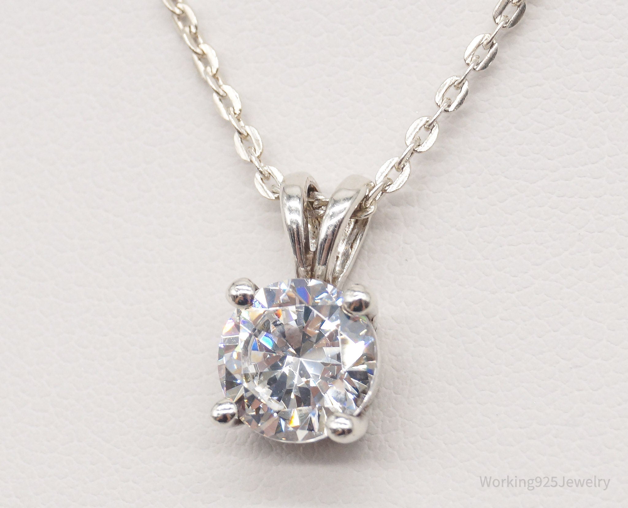 Vintage Large Cubic Zirconia DQCZ Sterling Silver Necklace | Jewelry > Necklaces > Pendants | Wiccan Center