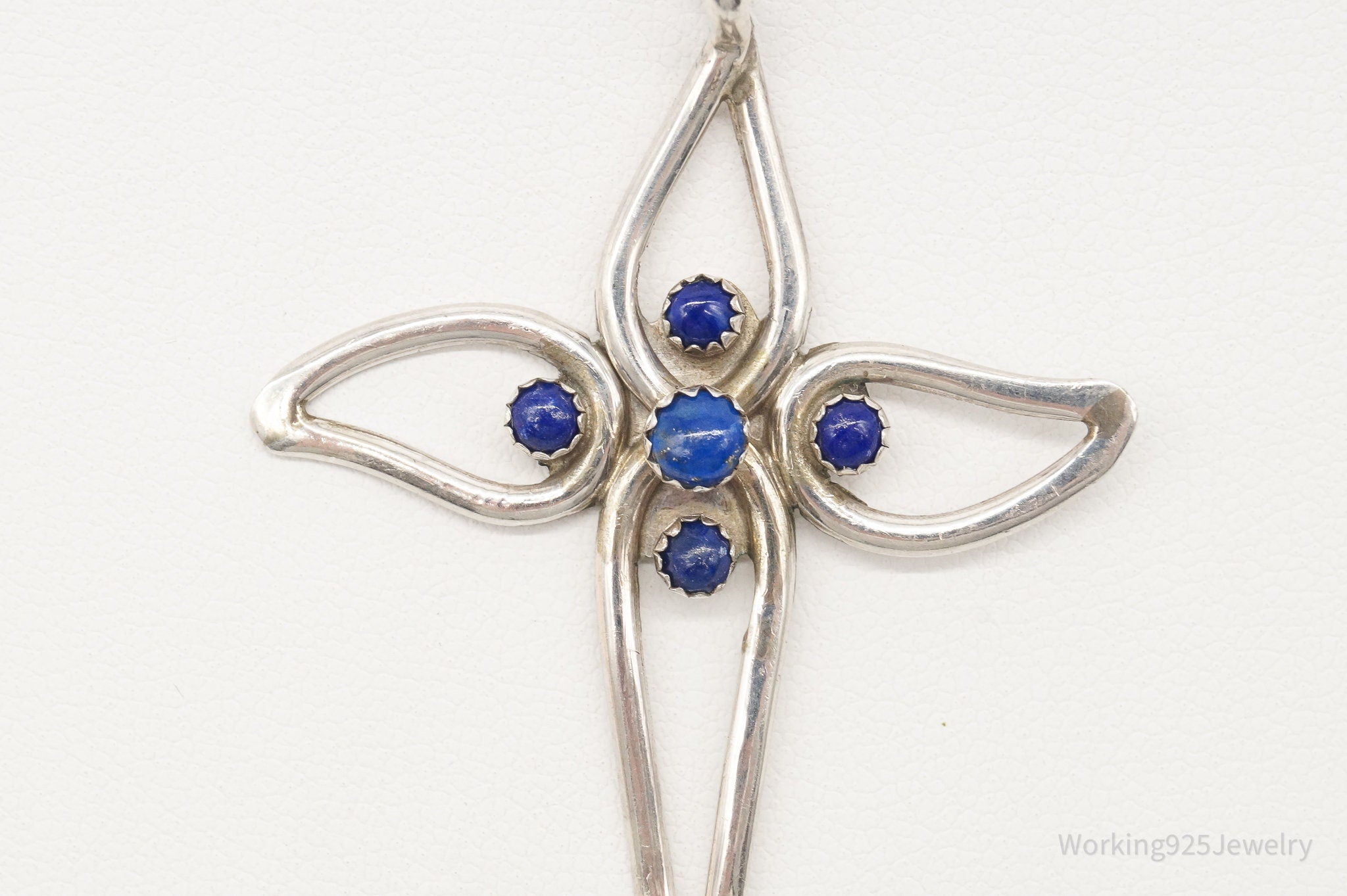 Vintage Native American FY Lapis Lazuli Sterling Silver Cross Necklace | Jewelry > Necklaces > Pendants | Wiccan Center
