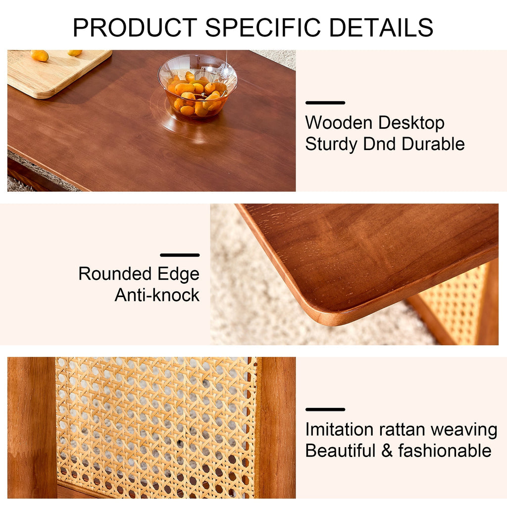 Chinese Style Imitation Rattan Tea Table Walnut Color