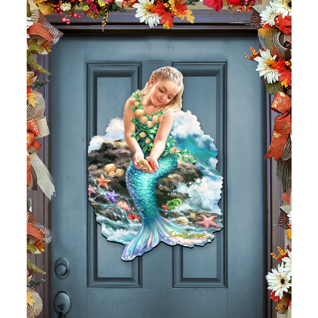 Mermaid Coastal Door Decor by D. Gelsinger - Coastal Holiday Decor - 8141112H-1611