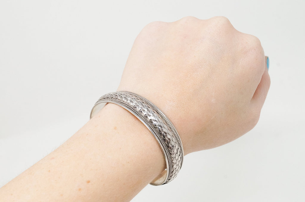 Vintage Designer FAS Basket Weave Braid Sterling Silver Southwestern Bracelet | Jewelry > Bracelets | Wiccan Center