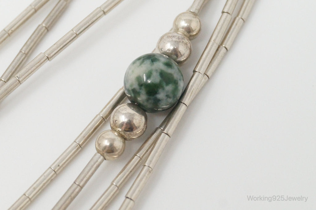 Vintage Native American Unsigned Green Spot Jasper Sterling Silver Necklace | Jewelry > Necklaces > Pendants | Wiccan Center