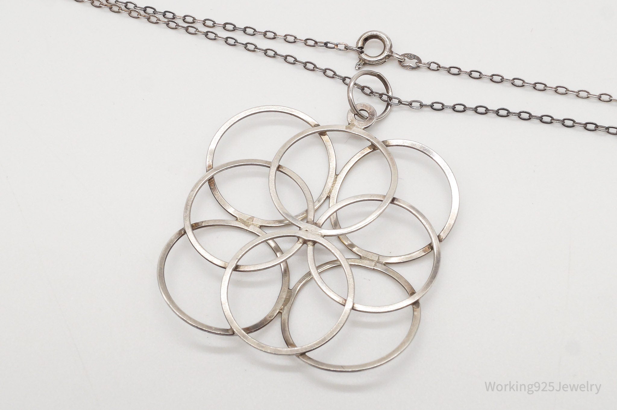Vintage Modernist Linked Circles Sterling Silver Pendant - 835S Silver Chain | Jewelry > Necklaces > Pendants | Wiccan Center