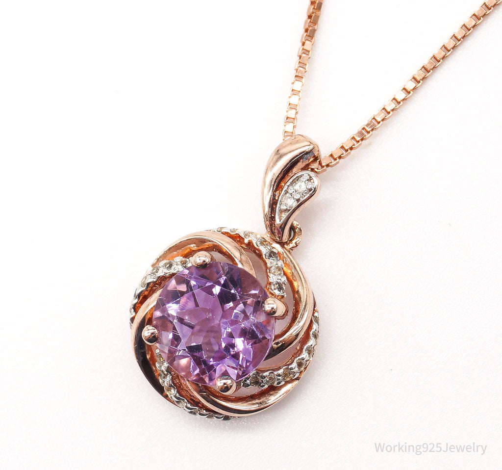 Vintage Amethyst Cubic Zirconia Rose Gold Vermeil Sterling Silver Necklace | Jewelry > Necklaces > Pendants | Wiccan Center