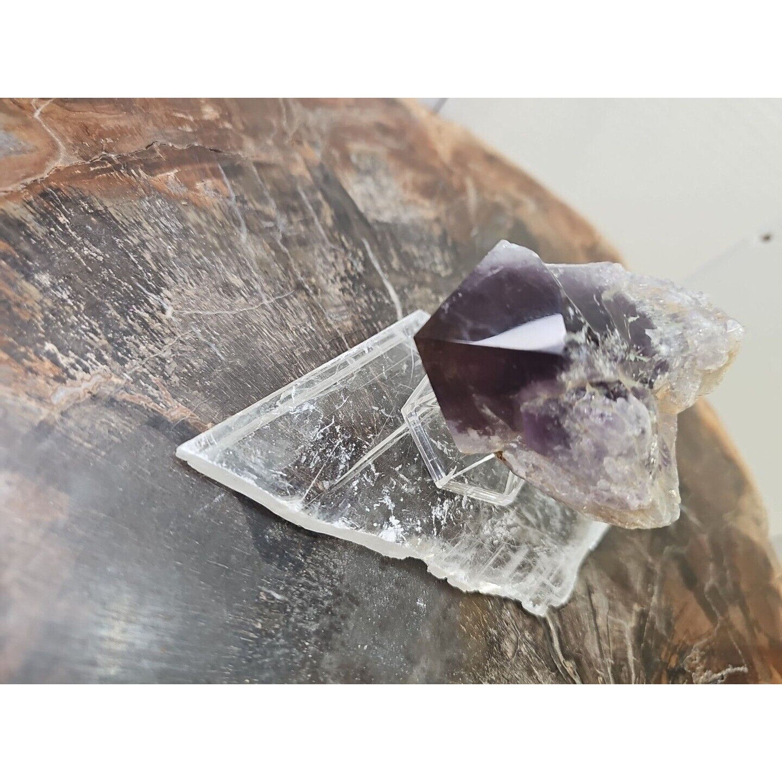 Amethyst Crystal Point with Selenite Base — 209g, Brazil | CrystalCloud Company | Crystal Points & Towers | Wiccan Center
