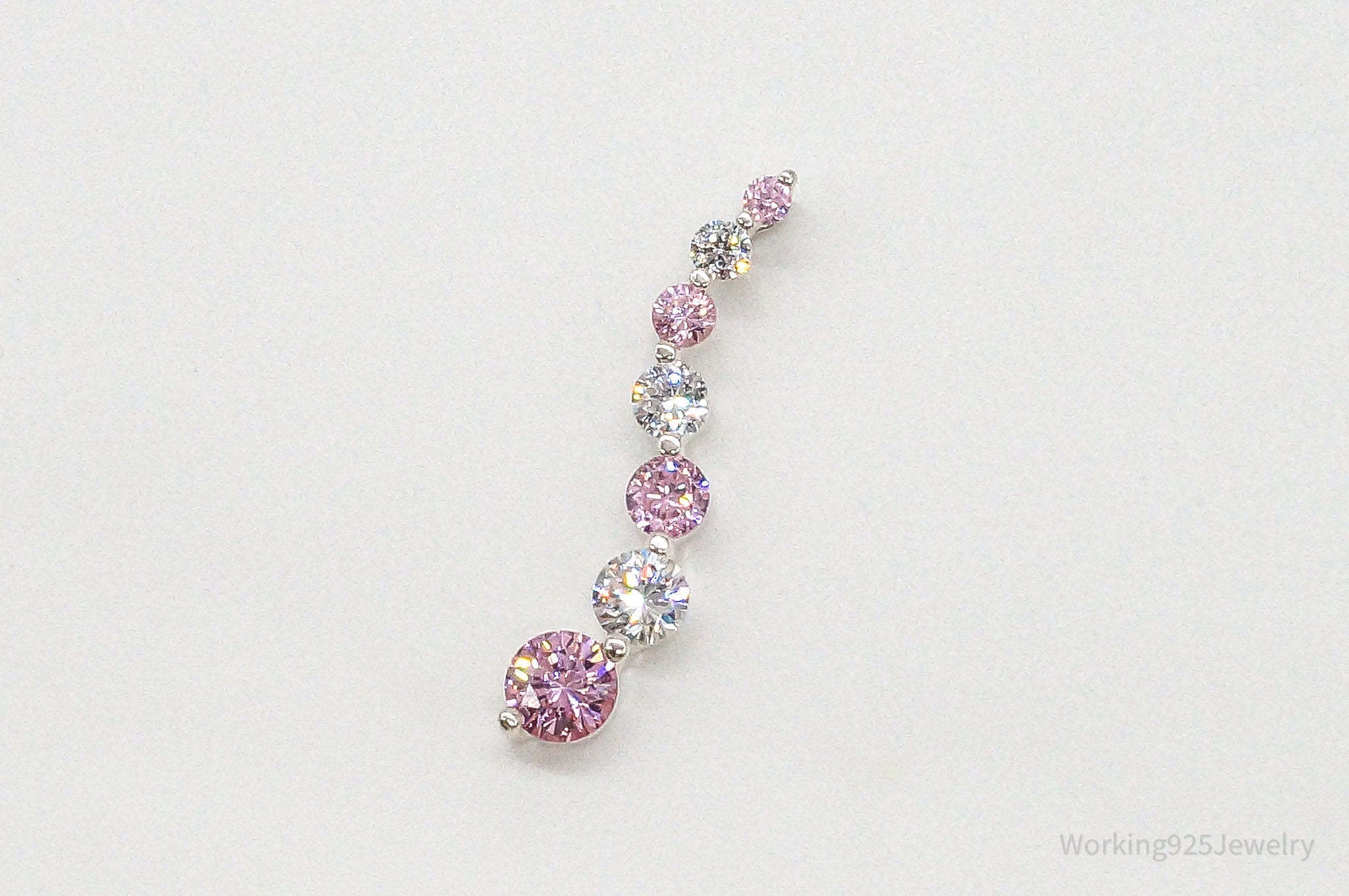 Vintage Pink & White Cubic Zirconia Sterling Silver Pendant | Jewelry > Necklaces > Pendants | Wiccan Center
