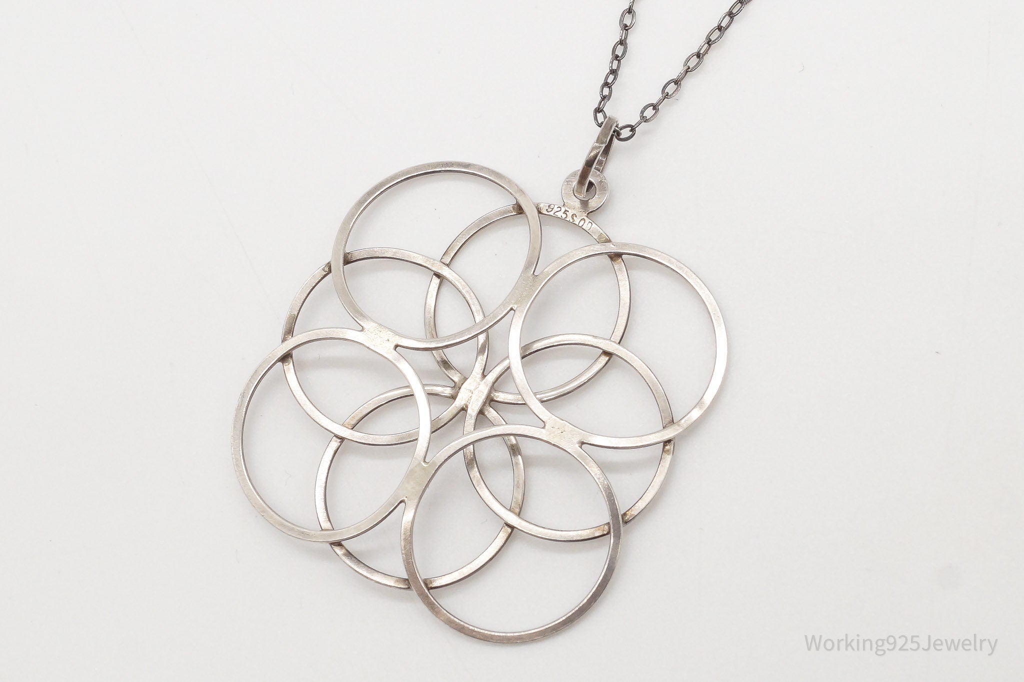 Vintage Modernist Linked Circles Sterling Silver Pendant - 835S Silver Chain | Jewelry > Necklaces > Pendants | Wiccan Center