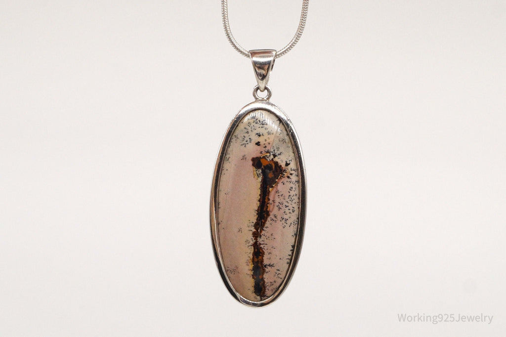 Vintage Long Dendrite Jasper Sterling Silver Pendant | Jewelry > Necklaces > Pendants | Wiccan Center