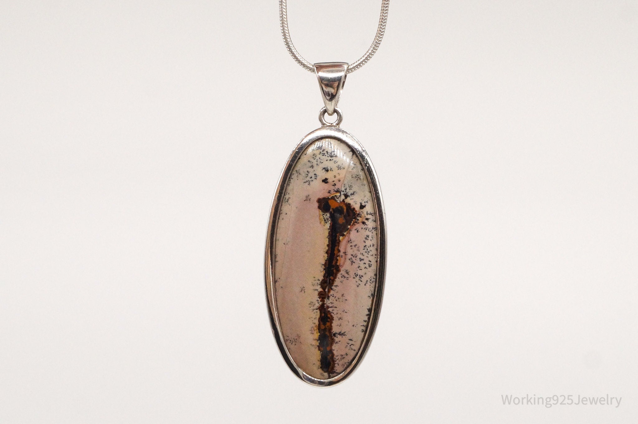 Vintage Long Dendrite Jasper Sterling Silver Pendant | Jewelry > Necklaces > Pendants | Wiccan Center