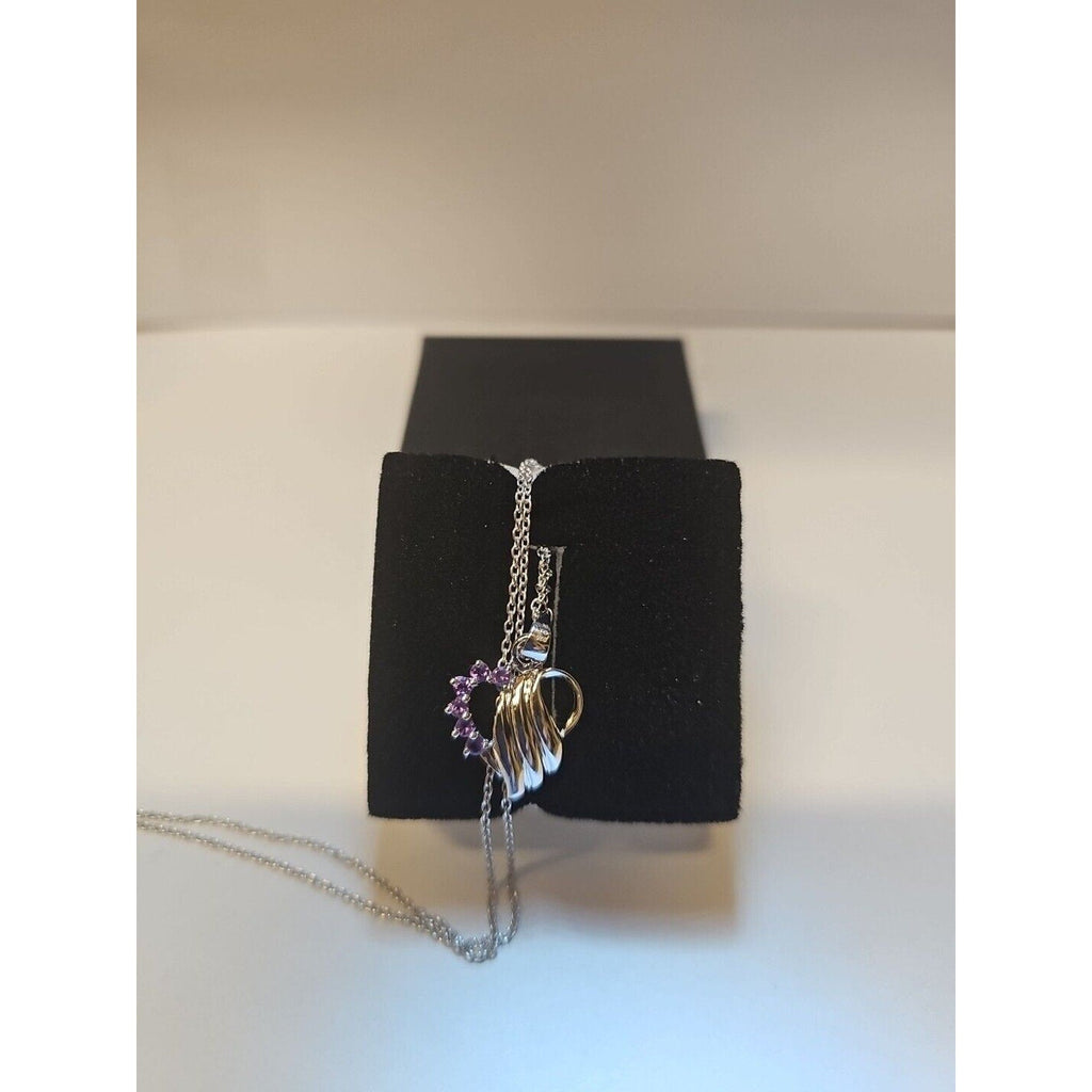 Amethyst Heart Pendant Necklace — 18-inch Sterling Silver Chain | CrystalCloud Company