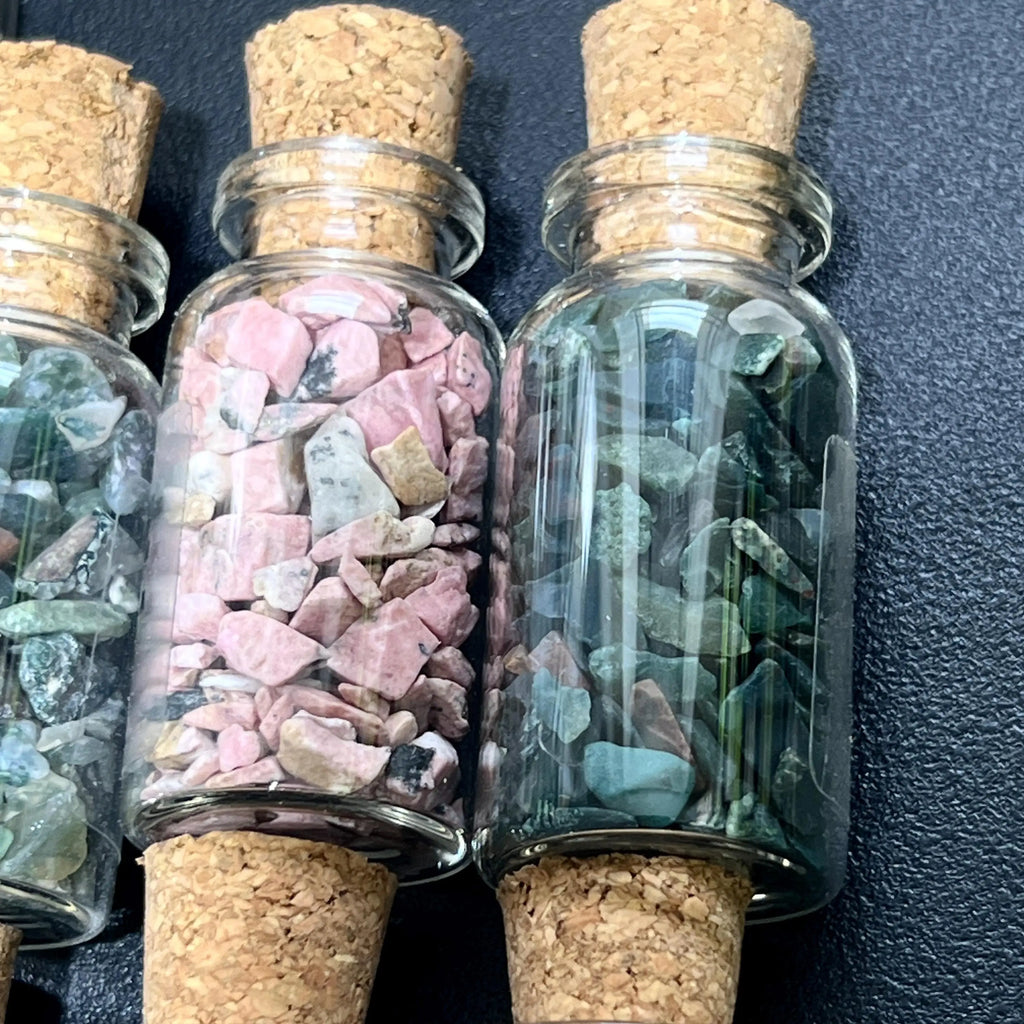 Gemstone Bottle Collection - 15-Piece Natural Rough Crystal Chips Gift Set Box Flat | Home & Living > Home Decor > Home Accents > Rocks & Geodes | Wiccan Center