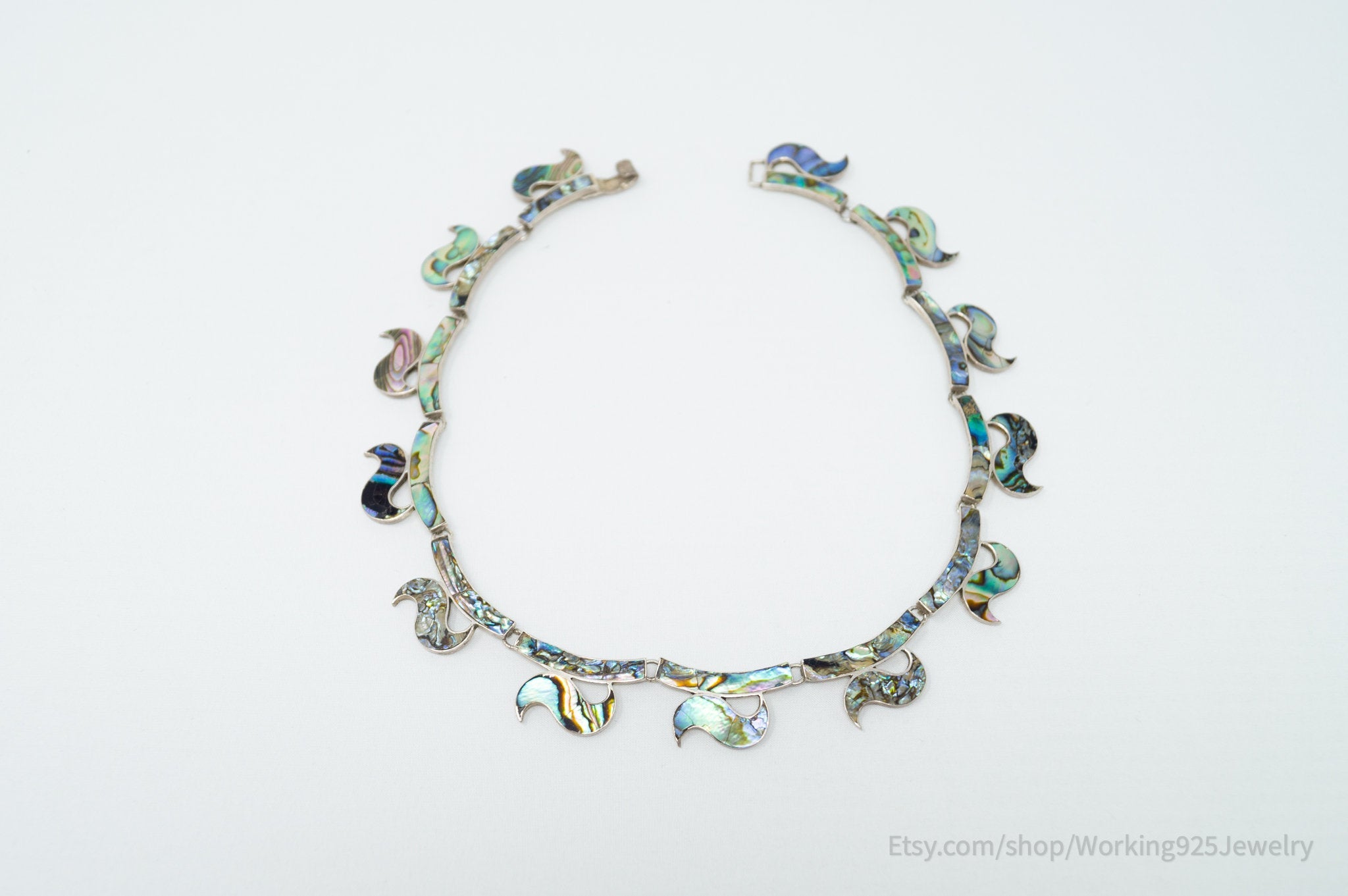 Vintage Designer JE Hecho En Mexico Abalone Shell Sterling Silver Necklace | Jewelry > Necklaces > Pendants | Wiccan Center