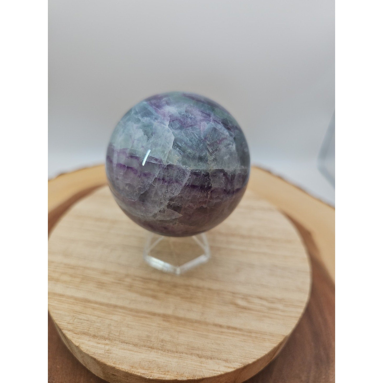 1.09lb Natural Rainbow Fluorite Quartz Crystal Sphere Ball Polished | Crystal Spheres & Eggs | Wiccan Center