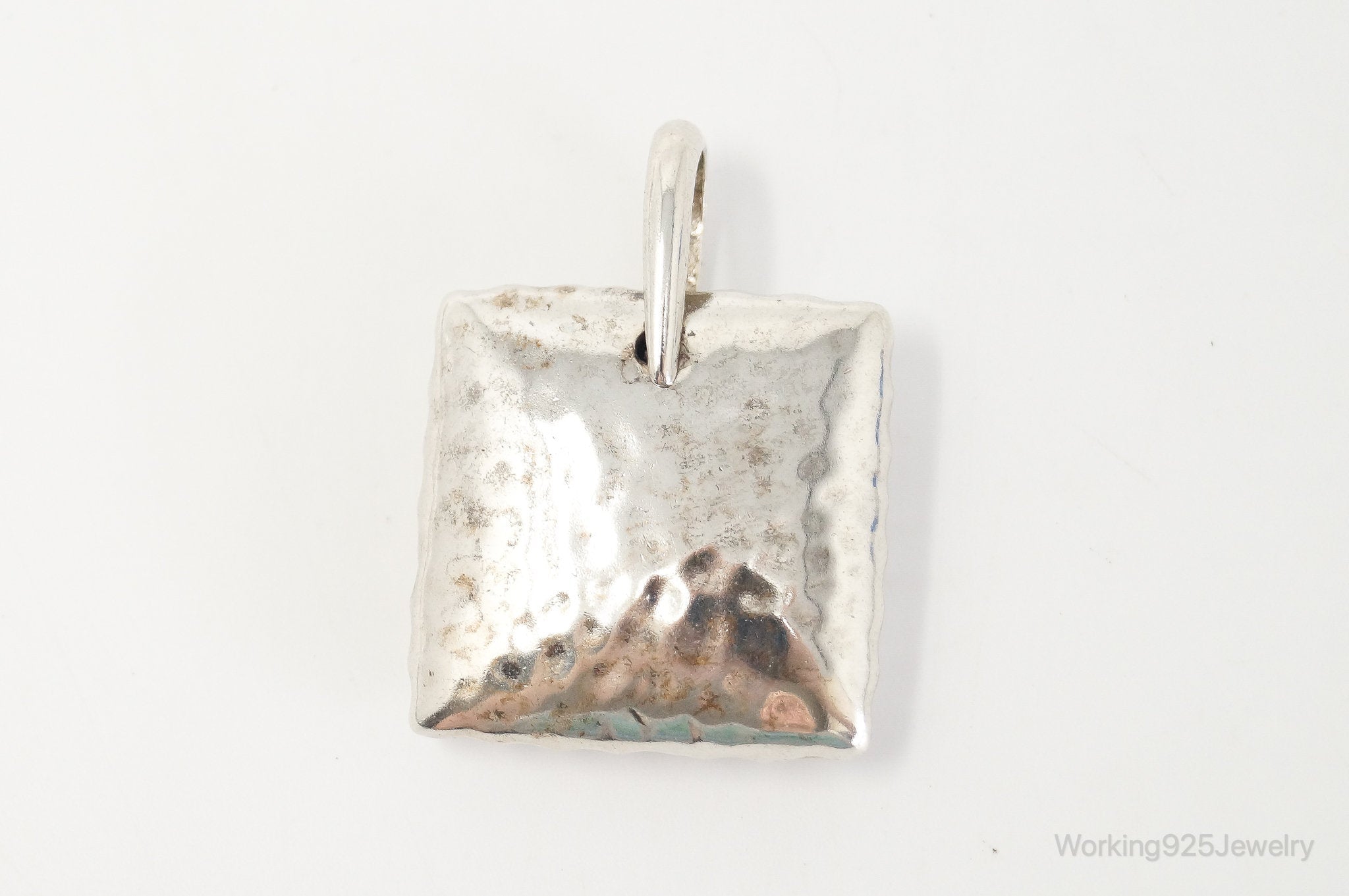 Vintage Silpada Hammered Square Pillow Sterling Silver Necklace Pendant | Jewelry > Necklaces > Pendants | Wiccan Center