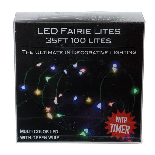 100-Light Battery Operated Multicolor Fairy Lights - Green Wire | Christmas >> Lighting | Wiccan Center
