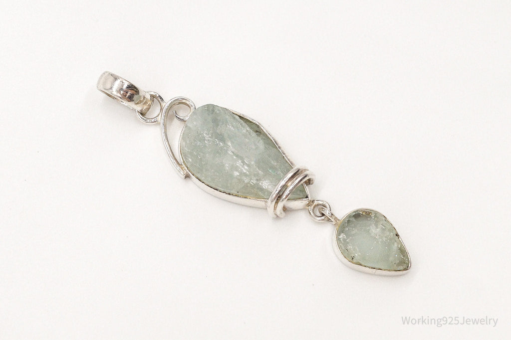 Vintage Designer SJ Large Green Calcite Sterling Silver Pendant | Jewelry > Necklaces > Pendants | Wiccan Center