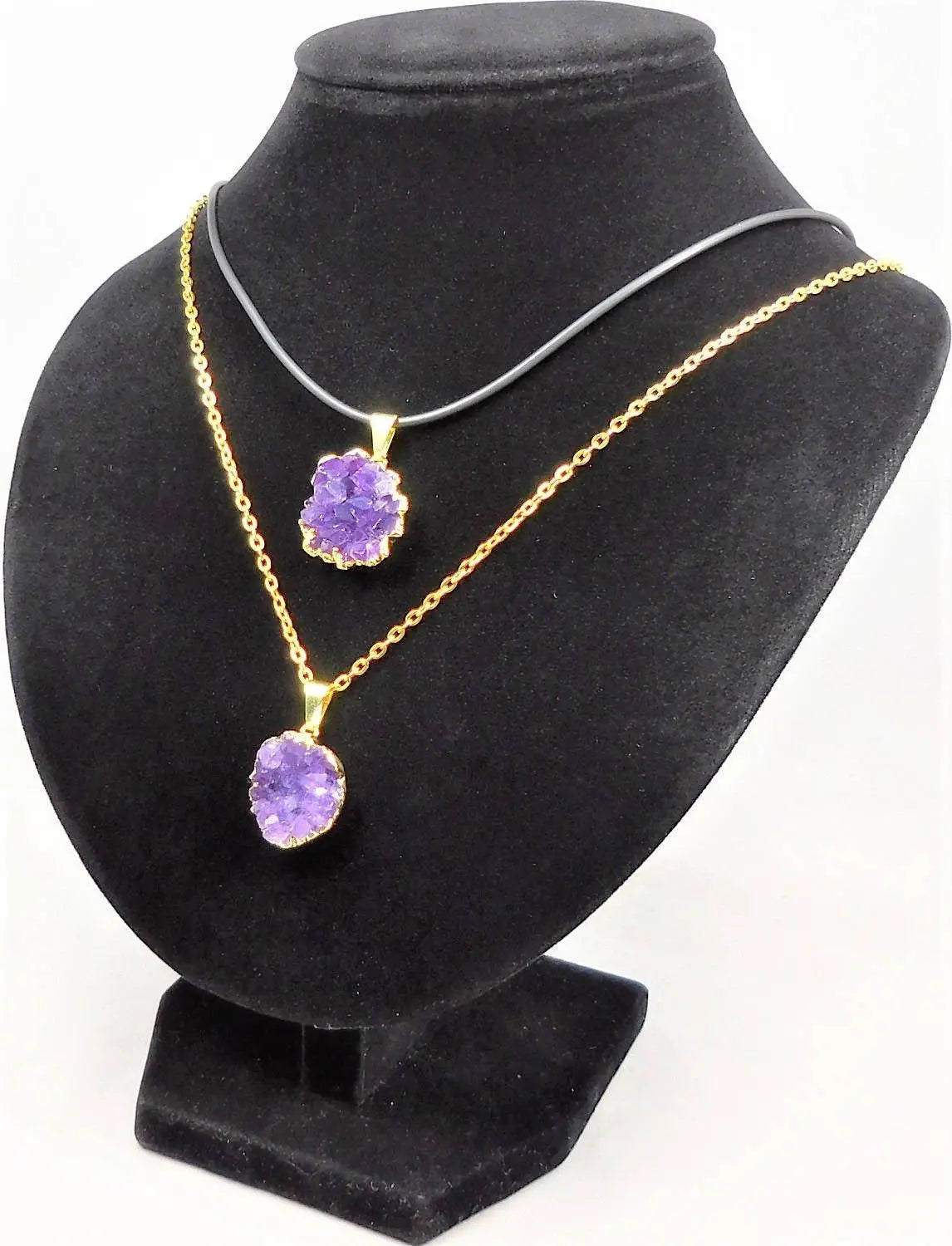 Druzy Amethyst Necklace Pendant - Petite Gold Crystal Cluster | Retail Pendants | Wiccan Center