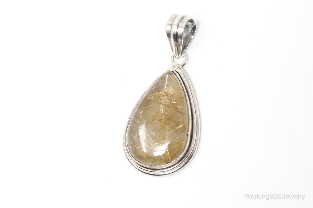Vintage Rutilated Quartz Sterling Silver Southwestern Necklace Pendant | Jewelry > Necklaces > Pendants | Wiccan Center