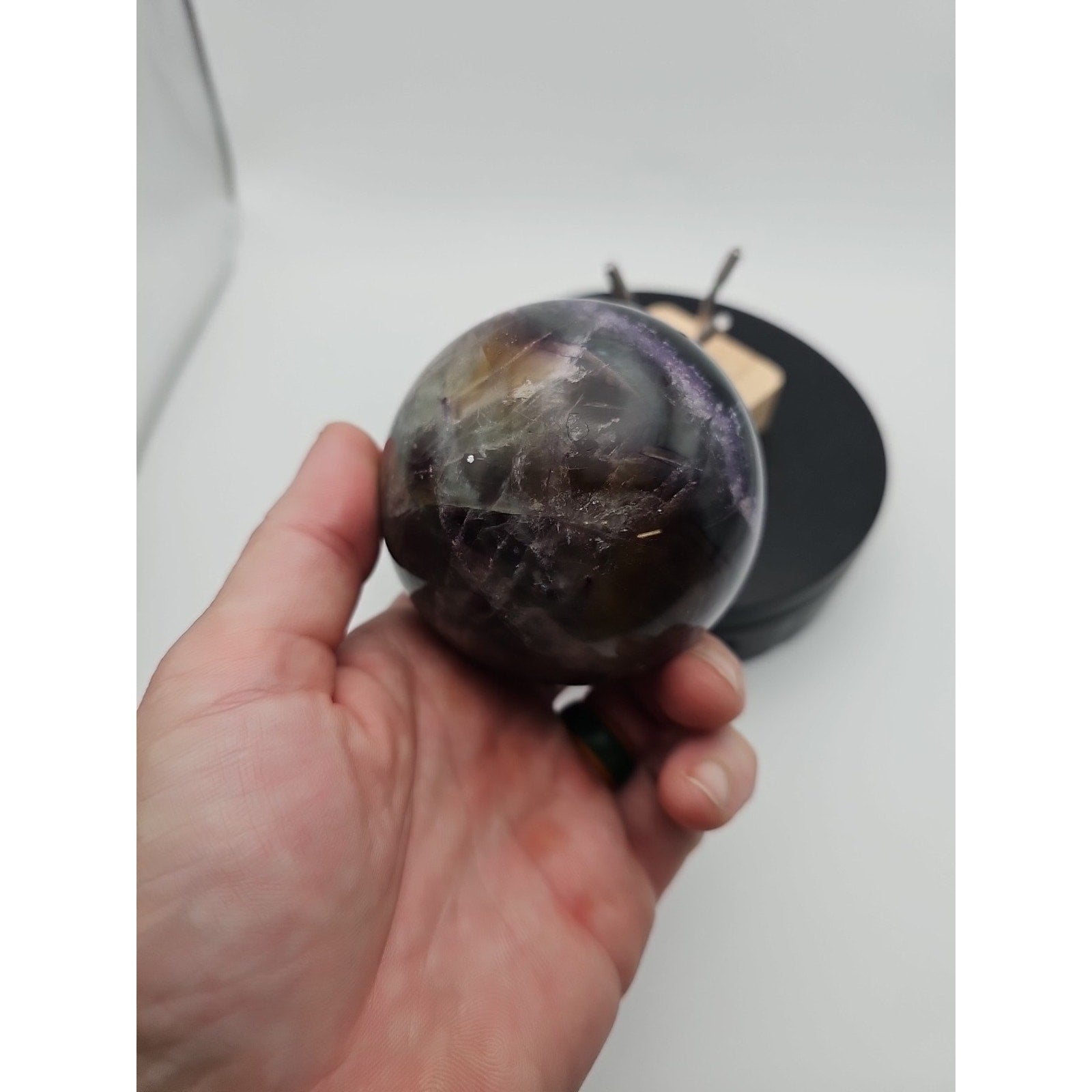1.5LB Natural Colorful Fluorite Ball Quartz Crystal Energy Sphere crystal | Crystal Spheres & Eggs | Wiccan Center