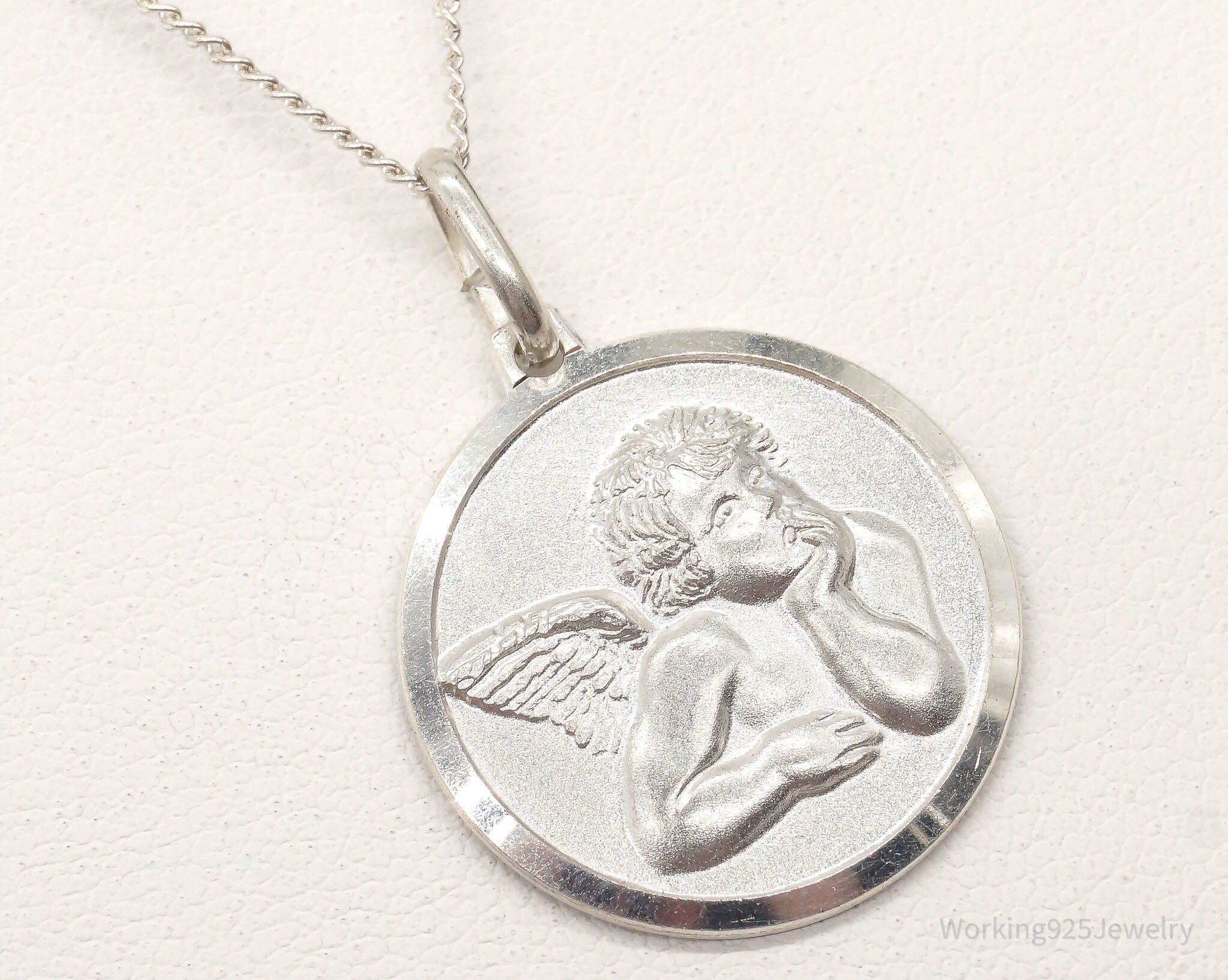 Vintage Angel Cherub Sterling Silver Necklace | Jewelry > Necklaces > Pendants | Wiccan Center