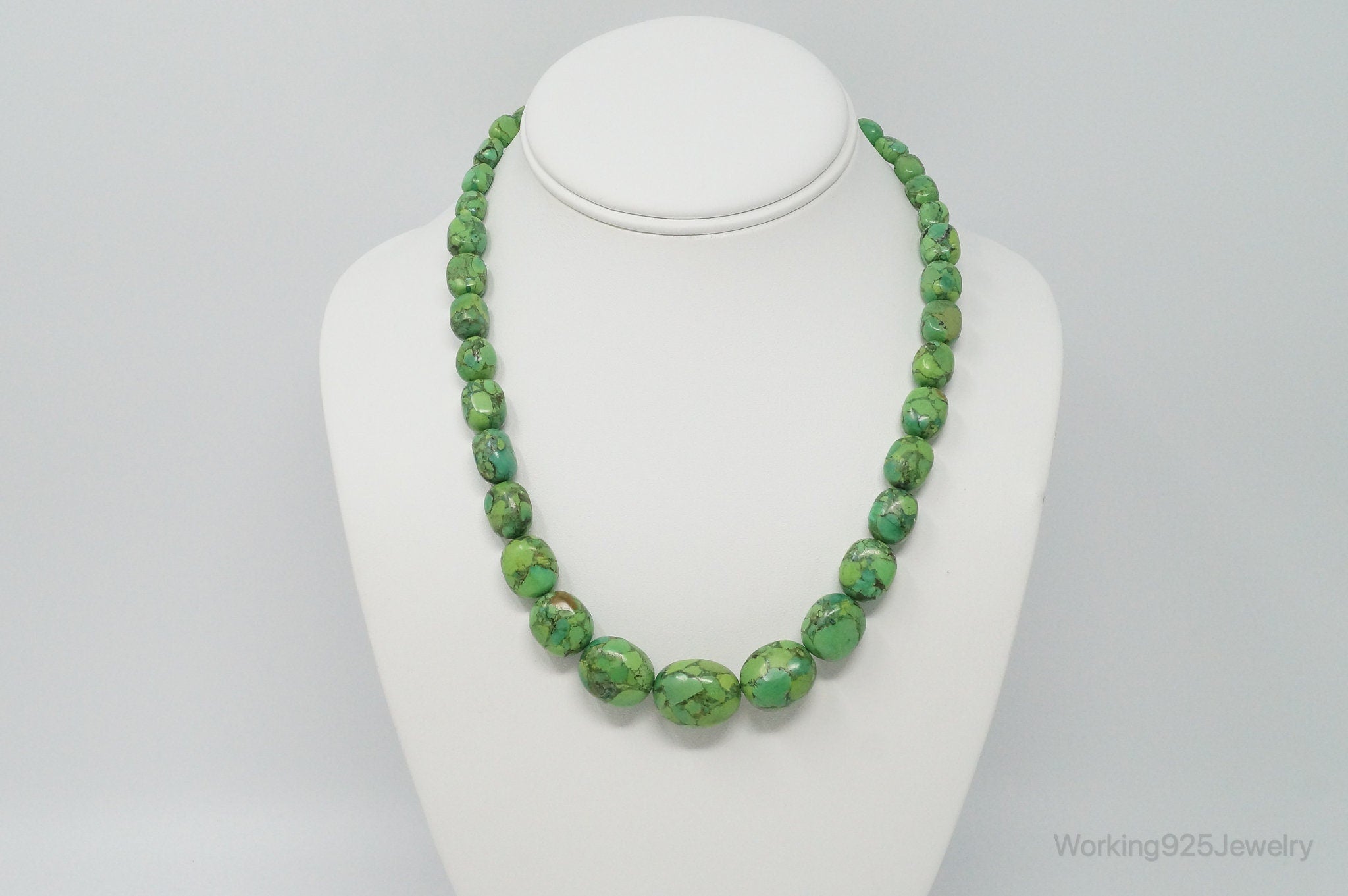 Desert Rose Trading Co Mojave Green Turquoise Sterling Silver Beaded Necklace | Jewelry > Necklaces > Pendants | Wiccan Center